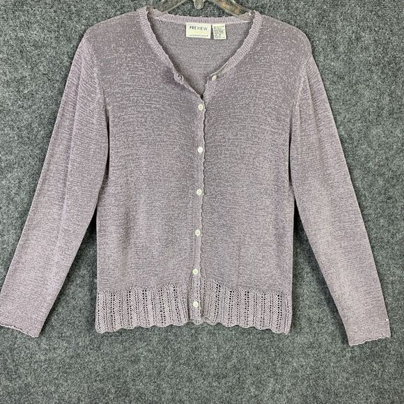 Vintage Cardigan Sweater By Preview International Lavender Women Medium - Picture 1 of 10